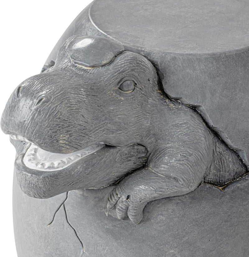 COSIEST Dinosaur Sculpture End Table, 14.6x16.9 inch Concrete Finish Side Table, Round Accent Table for Garden Yard Patio, Light Gray - Image 4